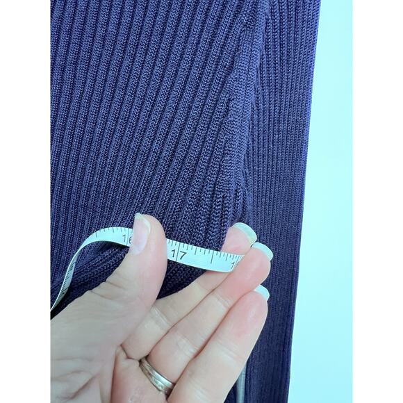 100% Silk Cardigan Sweater Small Womens Ribbed Long preppy Old Money Dark Purple - Picture 8 of 10